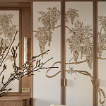 Обои с вышивкой ручной работы Deco Wisteria ﻿Midas colourway on Liso Pearl wool sateen варинант исполнения - 3 | Loft Concept в Тюмени