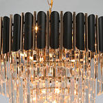 Люстра из черного металла с многоярусными подвесками из прозрачного хрусталя на золотой цепи Empire Black Chandelier Crystal варинант исполнения - 9 | Loft Concept в Тюмени