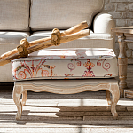 Мягкая банкетка из массива бука серая с растительным орнаментом Raffael Grey Floral Banquette варинант исполнения - 6 | Loft Concept в Тюмени