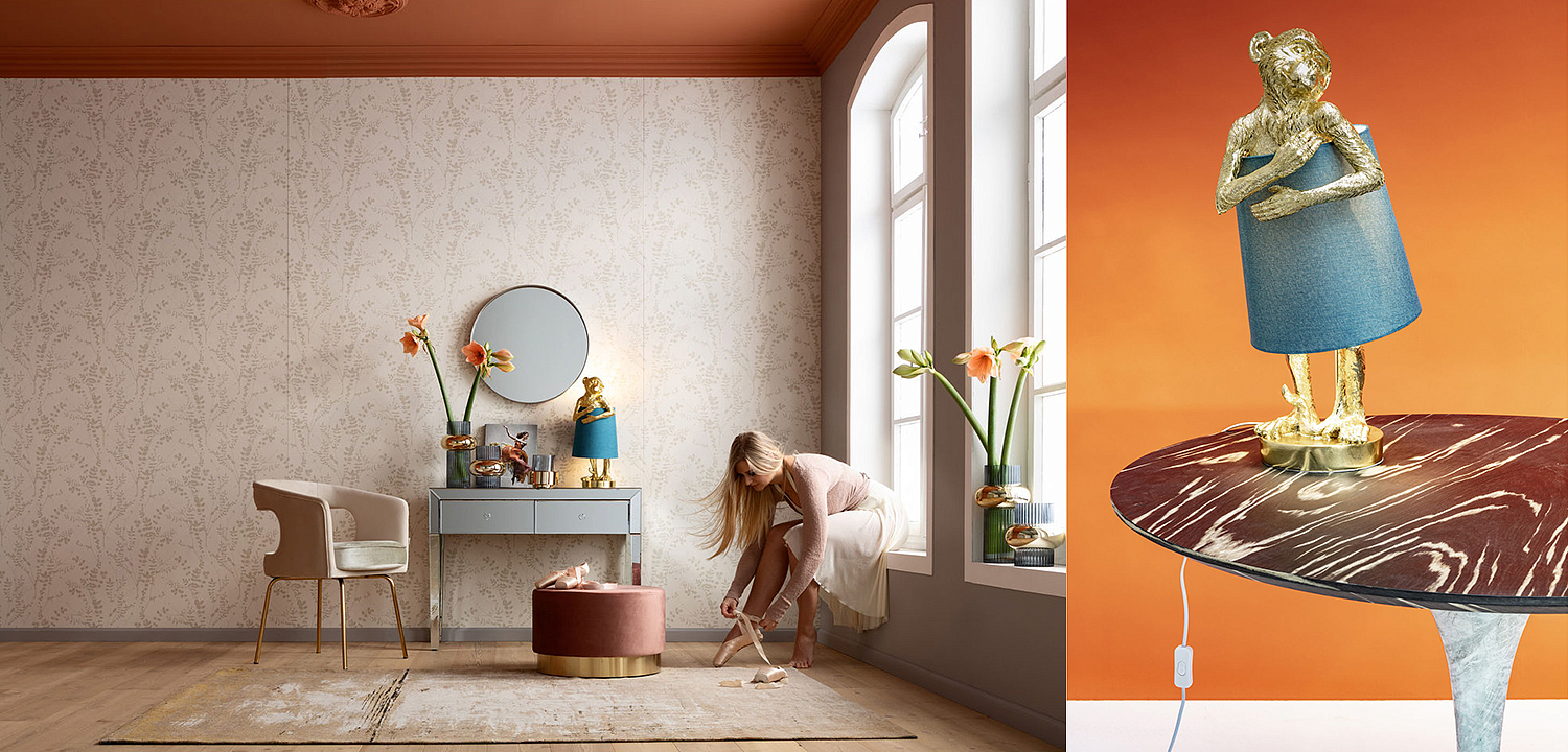 Настольная лампа Golden Monkey Hugging Lampshade Настольная лампа Golden Monkey Hugging Lampshade - Loft-Concept в Тюмени