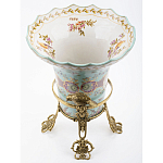 Ваза из голубого фарфора с рисунком птиц и цветов и декоративными элементами Blue Garden варинант исполнения - 3 | Loft Concept в Тюмени