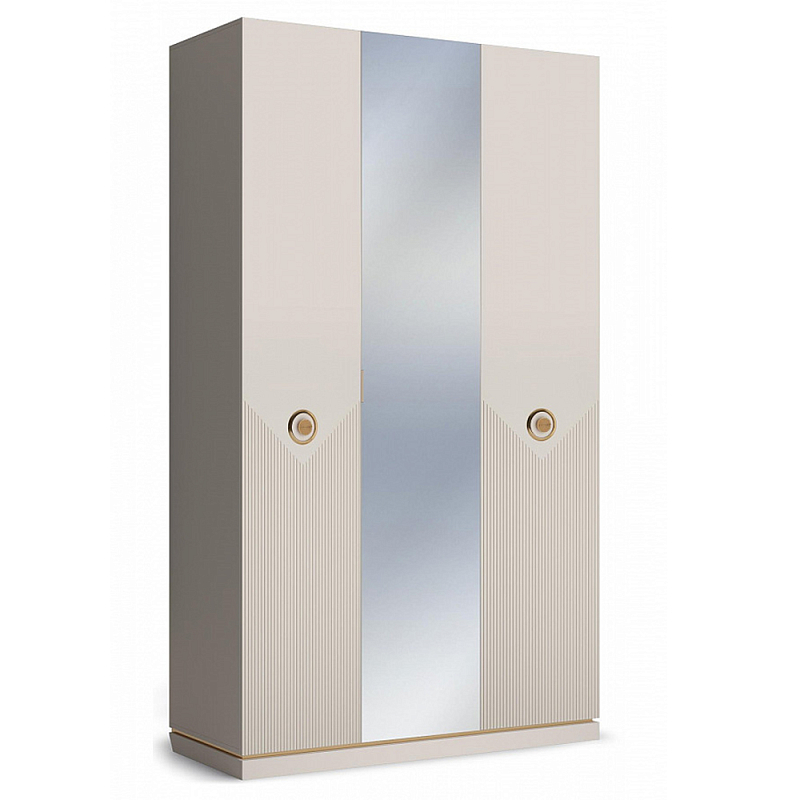 Шкаф трёхдверный с 1-ой зеркальной дверью Satin Furniture Бежево-серый Шкаф трёхдверный с 1-ой зеркальной дверью Satin Furniture Бежево-серый в Тюмени | Loft Concept