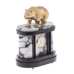 Часы настольные бронзовые с декором в виде медведя Bear Stone Clock варинант исполнения - 3 | Loft Concept в Тюмени