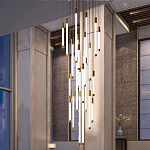 Люстра в современном стиле с 30-ю каскадными светодиодными лампами Golden LED Rain варинант исполнения - 3 | Loft Concept в Тюмени