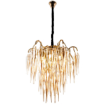 Люстра со стеклянными подвесками янтарного цвета Ambre Glass Chandelier 70 варинант исполнения - 3 | Loft Concept в Тюмени