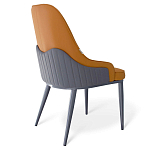 Стул оранжевый с высокой спинкой из искуственной кожи на серых металлических ножках Enigma Orange варинант исполнения - 2 | Loft Concept в Тюмени