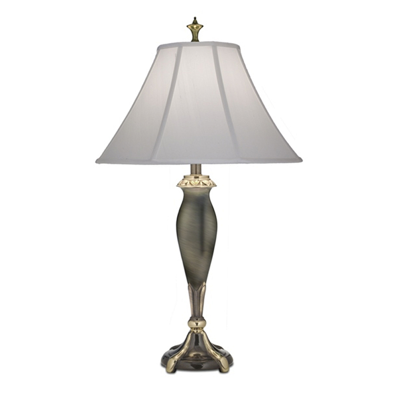 Настольная лампа с белым тканевым абажуром в форме колокола Stiffel Никель Золотой Графит Белый в Тюмени | Loft Concept 