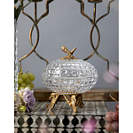 Конфетница прозрачная стеклянная на бронзовых ножках в виде морских коньков с крышкой в виде ракушки Eden Garden варинант исполнения - 3 | Loft Concept в Тюмени