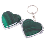 Зеркало брелок складное двухстороннее в форме сердца из натурального камня Малахит Stone Mirrors варинант исполнения - 2 | Loft Concept в Тюмени