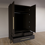 Шкаф платяной Primo с выдвижными ящиками шпон Темный орех варинант исполнения - 4 | Loft Concept в Тюмени