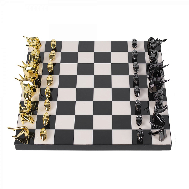 Шахматы Kelly Wearstler Dichotomy Chess Set Черный Белый Глянцевое золото Шахматы Kelly Wearstler Dichotomy Chess Set Черный Белый Глянцевое золото в Тюмени | Loft Concept