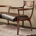 Кушетка с деревянным каркасом и сиденьем из коричневой натуральной кожи Moon Walnut Furniture варинант исполнения - 4 | Loft Concept в Тюмени