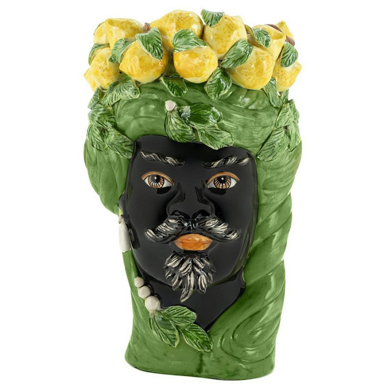 Ваза Vase Lemon Head Man Green Big Черный Желтый Зеленый Ваза Vase Lemon Head Man Green Big Черный Желтый Зеленый в Тюмени | Loft Concept