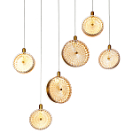 Подвесной светильник с плафонами из рельефного стекла Peony Glass Bronze Six варинант исполнения - 1 | Loft Concept в Тюмени