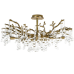 Потолочная люстра в виде ветвей деревьев золотого цвета с прозрачными подвесками-каплями Droplet Chandelier варинант исполнения - 1 | Loft Concept в Тюмени