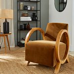 Кресло с круглыми деревянными подлокотниками Modesto Chair варинант исполнения - 6 | Loft Concept в Тюмени