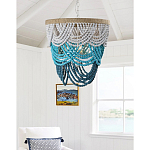 Круглая многоярусная люстра с подвесками в виде круглых бусин Wooden Beads Turquoise Chandelier варинант исполнения - 2 | Loft Concept в Тюмени