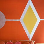 Обои ручная роспись Chez Nina by India Mahdavi Lantana colourway on Arancio dyed silk варинант исполнения - 3 | Loft Concept в Тюмени