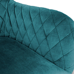 Барный стул со спинкой и подлокотниками на 4-х деревянных ножках Douglas Rhombus Бирюзовый Велюр варинант исполнения - 2 | Loft Concept в Тюмени