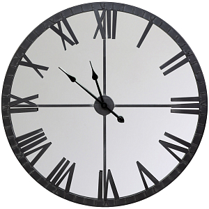 Часы настенные зеркальные с чёрным металлическим циферблатом Mirror Tower Clock