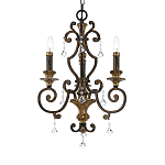 Люстра с подвесками из прозрачного стекла на кованом каркасе бронзового цвета в классическом стиле Quoizel варинант исполнения - 11 | Loft Concept в Тюмени