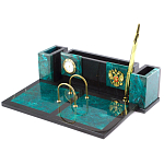 Настольный письменный набор из змеевика с часами и календарницей Successful Leader варинант исполнения - 2 | Loft Concept в Тюмени