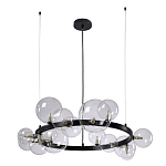 Люстра круглая подвесная с 15-ю прозрачными шарообразными плафонами из стекла Iona chandelier варинант исполнения - 6 | Loft Concept в Тюмени