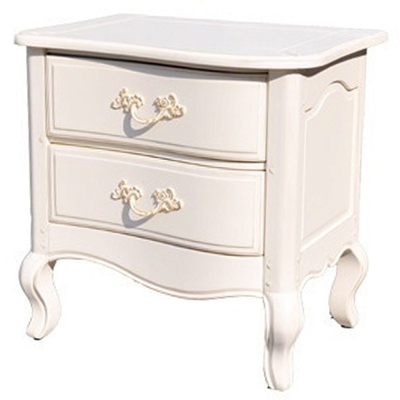 Прикроватная тумба в стиле прованс  с 2-мя ящиками Favre Montmartre Provence Bedside Table Белый в Тюмени | Loft Concept 