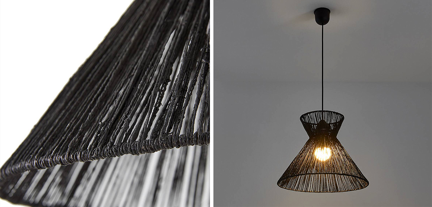 Подвесной светильник Signe Wicker Hemp Black Horn Подвесной светильник Signe Wicker Hemp Black Horn - Loft-Concept в Тюмени