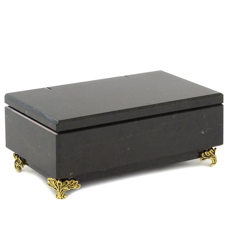 Шкатулка из натурального камня змеевик чёрного цвета Stone Casket Черный Золотой Шкатулка из натурального камня змеевик чёрного цвета Stone Casket Черный Золотой в Тюмени | Loft Concept