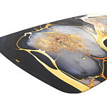 Обеденный стол с прямоугольной черно-золотой столешницей из стекла на 4-х металлических ножках Gold and Black Marble варинант исполнения - 4 | Loft Concept в Тюмени