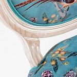 Стул из массива бука бирюзовый с изображением птиц и цветов Turquoise Beige Chinoiserie Birds Garden Chair варинант исполнения - 2 | Loft Concept в Тюмени