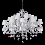 Люстра многоярусная с 30-ю белыми текстильными абажурами и хрустальными подвесками Lustre Reverie варинант исполнения - 1 | Loft Concept в Тюмени