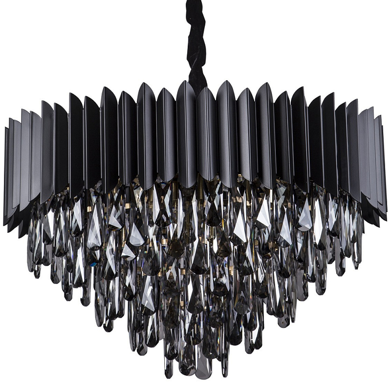 Люстра с хрустальными подвесками Blake Metal Crystal Chandelier Черный матовый Стекло Смок Бронза Люстра с хрустальными подвесками Blake Metal Crystal Chandelier Черный матовый Стекло Смок Бронза в Тюмени | Loft Concept