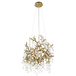 Подвесная люстра в виде ветвей деревьев золотого цвета с прозрачными подвесками-каплями 8 и 14 ламп Droplet Chandelier варинант исполнения - 4 | Loft Concept в Тюмени