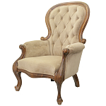 Кресло с мягкой обивкой из светло-коричневого велюра на 4-х деревянных ножках Evelyn Classical Armchair варинант исполнения - 3 | Loft Concept в Тюмени