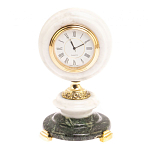 Часы настольные бронзовые из натуральных камней Мрамор и Змеевик Stone Clock варинант исполнения - 7 | Loft Concept в Тюмени