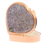 Таблетница карманная в форме сердца с 3-мя отделениями с зеркалом и накладкой из натурального камня Лепидолит Red Gold Stone Pillboxes варинант исполнения - 2 | Loft Concept в Тюмени