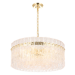 Люстра подвесная круглая с прозрачными рельефными стеклянными вставками и золотым основанием Textured Glass Chandelier варинант исполнения - 3 | Loft Concept в Тюмени