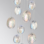 Люстра каскадная с 11-ю круглыми плафонами из рельефного стекла Disc Light варинант исполнения - 3 | Loft Concept в Тюмени