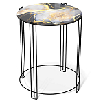 Стол журнальный круглый со столешницей из стекла Gold and Black Marble варинант исполнения - 1 | Loft Concept в Тюмени