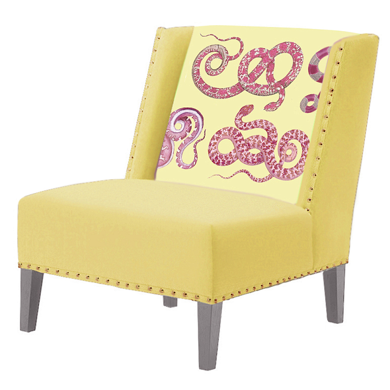 FUN Armchair Snakes yellow Дизайнерское кресло с цветным принтом Желтый FUN Armchair Snakes yellow Дизайнерское кресло с цветным принтом Желтый в Тюмени | Loft Concept