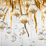 Люстра подвесная с прозрачными стеклянными подвесками в форме капель Диаметр 80 см Droplet Chandelier варинант исполнения - 16 | Loft Concept в Тюмени