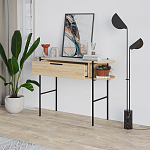 Консоль напольная деревянная с выдвижным ящиком и 2-мя полками со столешницей цвета белый мрамор OTIS CONSOLE OAK варинант исполнения - 2 | Loft Concept в Тюмени