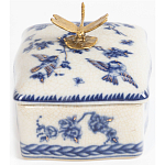 Фарфоровая шкатулка с бронзовой стрекозой Blue and White варинант исполнения - 5 | Loft Concept в Тюмени