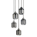 Люстра с 5-ю плафонами серого цвета Smoked Prism варинант исполнения - 1 | Loft Concept в Тюмени