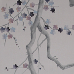 Обои ручная роспись Plum Blossom Special Colourway on Lilac Hint dyed silk варинант исполнения - 3 | Loft Concept в Тюмени