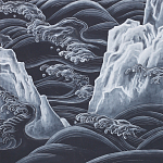 Обои ручная роспись Matsushima Waves Roka on Edo Night painted silk варинант исполнения - 2 | Loft Concept в Тюмени