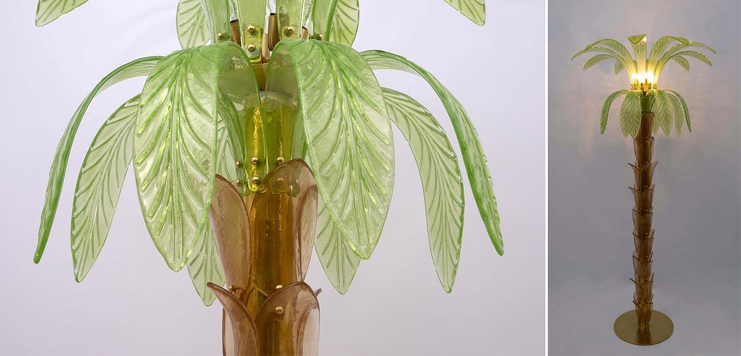 Дизайнерская Торшер Пальма из Стекла Модерн ХХ века Pair Of Murano Glass And Brass Palm Tree Floor Lamp Дизайнерская Торшер Пальма из Стекла Модерн ХХ века Pair Of Murano Glass And Brass Palm Tree Floor Lamp - Loft-Concept в Тюмени