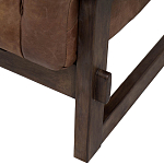 Коричневое кожаное кресло на деревянном каркасе Duncan Armchair варинант исполнения - 1 | Loft Concept в Тюмени